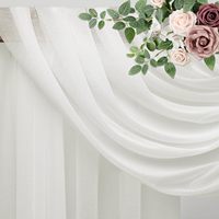 Tirai Latar Belakang Poliester Tipis 1 Panel Warna Ivory Ukuran Khusus untuk Dekorasi Pesta Pernikahan dan Acara