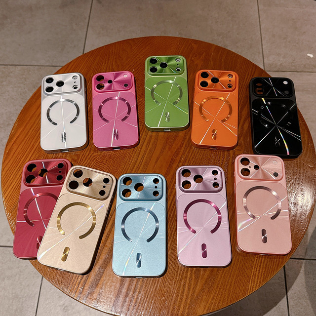 Glitter Laser Frosting Plating Phone Case for iPhone Air 13 14 15 16 17Pro Max Wireless Charging Magnetic Shockproof Cover Shell
