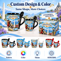 Mug en céramique souvenir d'Argentine avec cuillère intégrée, design paysage Andes, obélisque Tango, tasse à café en porcelaine, vente en gros