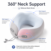 Oreiller ergonomique en U unisexe pour le cou, protection avancée, mousse à mémoire de forme haute densité, housse en soie glacée pour les voyages en avion/le bureau - Personnalisable