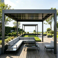 Pergola à toit à lamelles en alliage d'aluminium thermolaqué, multi-scènes, moderne, écologique, anti-corrosion, pour terrasse et jardin