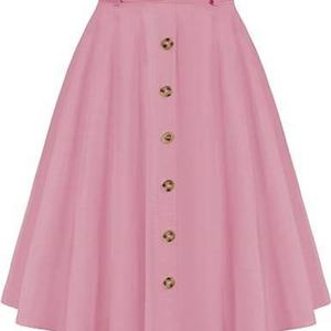 Jupe longue plissée taille haute personnalisée pour femme, couleur unie, design tendance, style décontracté avec ceinture décorative - Product Image 2