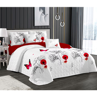 Parure de lit en microfibre ultrasonique imprimée unie fantaisie, couvre-lit multicolore, vente en gros