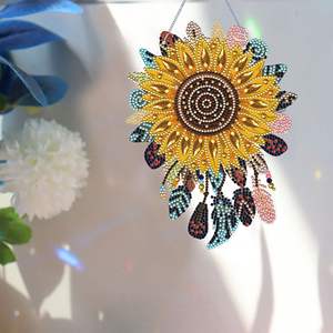 5D acrylique <span class=keywords><strong>attrape</strong></span>-rêves moderne tournesol diamant peinture pour porte et tenture murale bricolage pendentif décoratif - Product Image 5