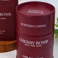 Bougie parfumée en cire de soja personnalisée avec logo, options de parfums d'ambiance, bougie en cire de soja de qualité supérieure en forme de baril, bougie parfumée en boîte métallique mate
