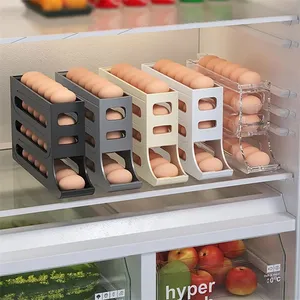 Refrigerator Egg Storage Box Rolling Kitchen Container Eggs Rolling Rack Large Capacity Refrigerator Egg Organizer Holder W24-51