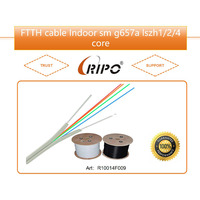 Cable de fibra óptica monomodo FTTH para interiores, longitud de 2km con miembro de fuerza de alambre de acero, Cable de conexión GYXTW Lszh1/2/4 Core