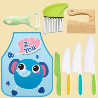 Ensemble de couteaux en plastique ambidextres pour enfants, lames dentelées, couteau pour tout-petits, coupe-légumes ondulé, éplucheur, trancheurs de pommes de terre, planche à découper
