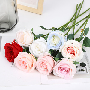 Panbu <b>Artificial</b> Rose Single <b>Stem</b> Medium Size High Simulation Wedding Home Decoration Flower Arrangement Props - Product Image 1