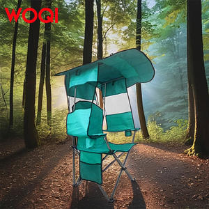 Chaise de plage pliable portable Woqi avec auvent en polyester, double siège, pour camping et pêche, couleur personnalisable - Product Image 5
