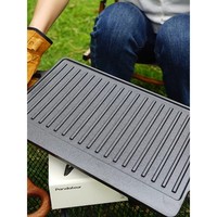 Plaque de cuisson coréenne pour barbecue en plein air, double face, en fonte, compatible gaz et induction