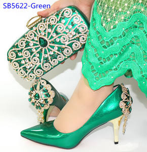 Conjunto de <span class=keywords><strong>zapatos</strong></span> y bolsos africanos de champán de último diseño, <span class=keywords><strong>zapatos</strong></span> nigerianos de moda y bolso a juego - Product Image 5