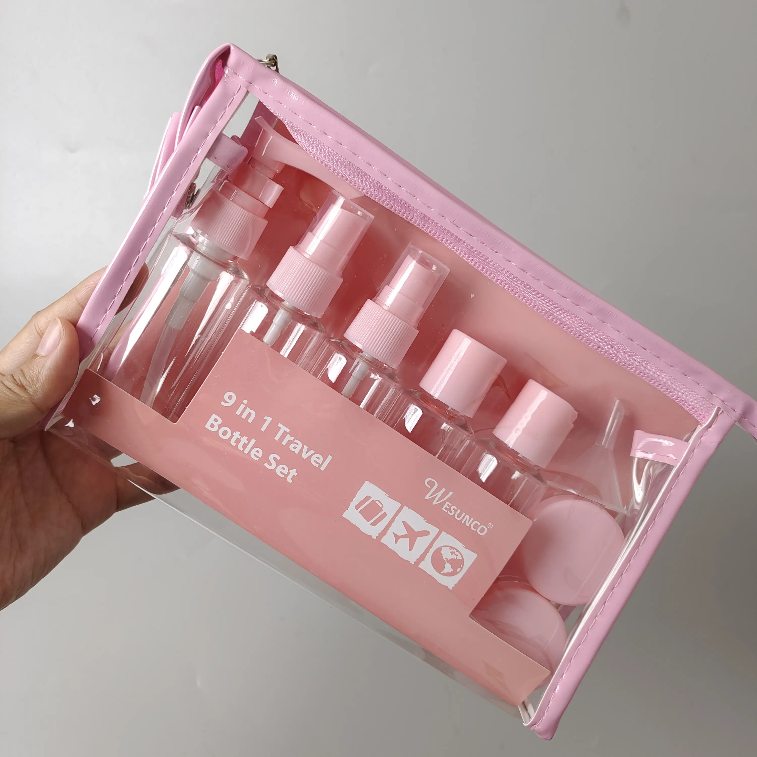 Op Maat Gemaakte Reisflessen Set Voor Toiletartikelen Pvc Transparante Tas Sub-Verpakking Cosmetische Plastic Fles
