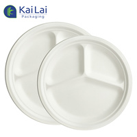 Assiettes jetables rondes de 6 pouces en gros, en bagasse de canne à sucre naturelle, compostables, écologiques, en papier