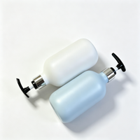 Bouteille pompe HDPE recyclable 500 ml, conteneur cosmétique vide, tête à anneau argenté, logo personnalisé, couleur OEM ODM, shampoing, lotion corporelle