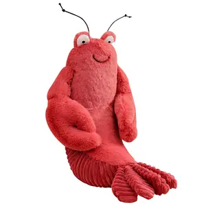 Plush Lobster Stuffed Animal - Soft Fur Huggable Big Eyes Red Lobster Decor, Adorable Playtime Plush Toy, Cute Marine Sea Life