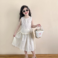 Summer 2025 Kids Wholesale Sleeveless Embroidery Two Piece Set for Girls