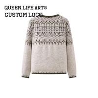 Pull de luxe pour femme en laine d'alpaga, personnalisé OEM, avec fermeture double boutonnage, logo frontal, décorations boutonnées et appliqués – Collection Verdant Strokes