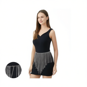 Cintura con strass a catena per donna, accessorio alla moda per vestiti e abiti da festa - Product Image 2