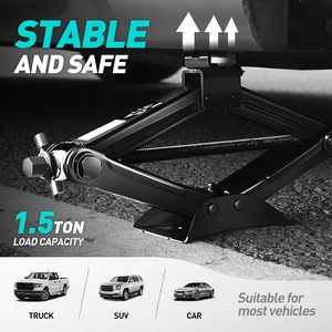 Labor Saving Metal Scissor Lift <strong>Jack</strong> 1.5 Ton 3306 Lbs Capacity Ratchet Wrench Design 4 to 15.2 Inch Lifting Range <strong>Car</strong> Repair - Product Image 3