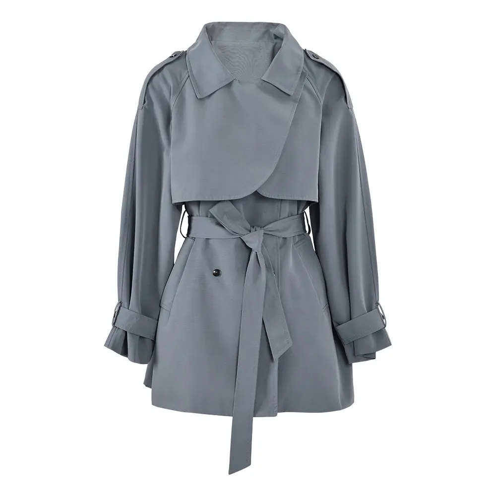 OULAIYADI jaket tahan angin wanita, jaket Windbreaker desain baru, mantel pinggang renda gaya Inggris temperamen untuk wanita