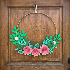 Corona Floral Hecha a Mano, Flores Decorativas Redondas, Estilo Romántico, Paquete Individual Sin Iluminación, Fácil Instalación - Product Image 4
