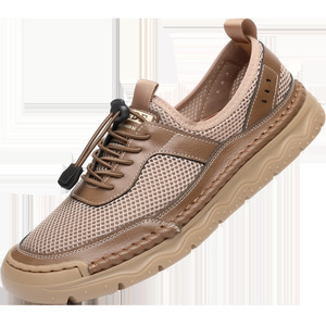 รองเท้ากีฬาผู้ชายแบบตาข่ายระบายอากาศได้ดี สายรัดยางยืด แฟชั่นฤดูร้อนสำหรับกิจกรรมกลางแจ้ง สีน้ำตาล ไซส์ 42 - Product Image 4