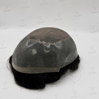 DH-3 Prothèse capillaire pour homme, dessus mono, base en PU avec dentelle frontale de 2 pouces, ligne de cheveux invisible, 100% cheveux humains indiens Remy, sans colle, durable