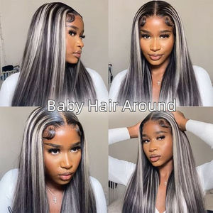 Holesale latlatinum lonlonde <span class=keywords><strong>Balayage</strong></span> lack n lack one traight trauman Air IG rey ighlight re luclucked 13*4 ACE ront igigs - Product Image 4