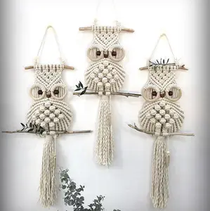 Hot Dễ Thương Handmade Trang Trí Macrame Tường Treo Owl Trang Trí Macrame