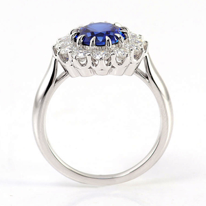 <span class=keywords><strong>Bague</strong></span> <span class=keywords><strong>de</strong></span> fiançailles et <span class=keywords><strong>de</strong></span> mariage en or blanc 18 carats ou 14 carats avec <span class=keywords><strong>saphir</strong></span> <span class=keywords><strong>de</strong></span> laboratoire <span class=keywords><strong>de</strong></span> haute qualité, coupe ovale, pierre précieuse bleue - Product Image 4