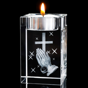 Vente en gros de porte-bougie carré en <span class=keywords><strong>cristal</strong></span> transparent K9, porte-bougie en <span class=keywords><strong>cristal</strong></span> personnalisé avec gravure laser pour cadeaux de mariage - Product Image 3