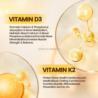Kapsul Lunak Vitamin D3 K2 Vegan OEM, Pendukung Imunitas, Suplemen Vitamin D3 & K2 dengan Minyak Kelapa untuk Kesehatan Tulang