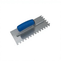 Truelle de plâtrage à manche en caoutchouc, truelle dentelée avec lame de 4 1/2 pouces, outils de construction, couteau de construction