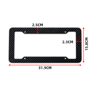 Ensemble de 5 cadres de plaque d'immatriculation style fibre de carbone, noirs, sport, pour plaque avant et arrière de voiture - Product Image 3