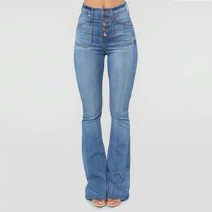 Jeans de Mujer Ajustados con Bolsillos de Parche Desgastados, Estilo Boot Cut, con Botones, Fabricante J0180 - Product Image 5