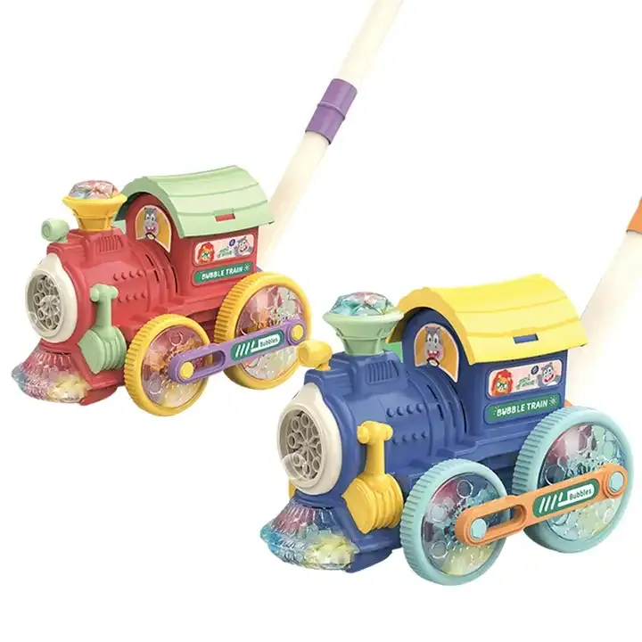 Bubble hand push small train toy carrello leggero elettrico per bambini macchina per bolle volanti giocattoli all'aperto per bambini