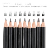Professionnel bonne qualité en gros standard mélange dureté 12 pièces croquis dessin crayons pour les étudiants des écoles d'art