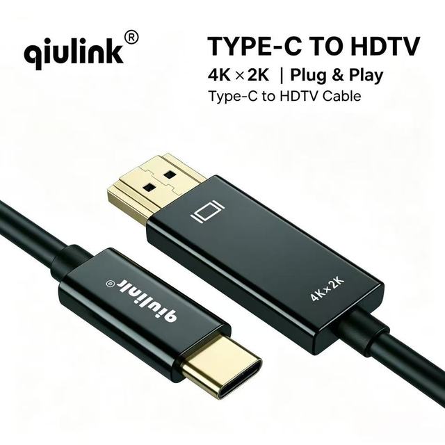 Qiulink 1.8M 6FT 4K UHD USB-C to HDMI Cable QL-CH510 Type C to HDTV Video Adapter for Phone Tablet Laptop to Monitor Projector