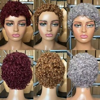 Perruque Courte en Cheveux Humains Sans Colle, Vente Directe Fabricant, Mélange Naturel, Couleur Faée, Coupe Brésilienne Vierge, Vente en Gros