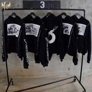 เสื้อฮู้ดผู้ชายทรงเข้ารูปมีซิปด้านข้างผ้าฟลีซเทอร์รี่ปักลาย - Product Image 5