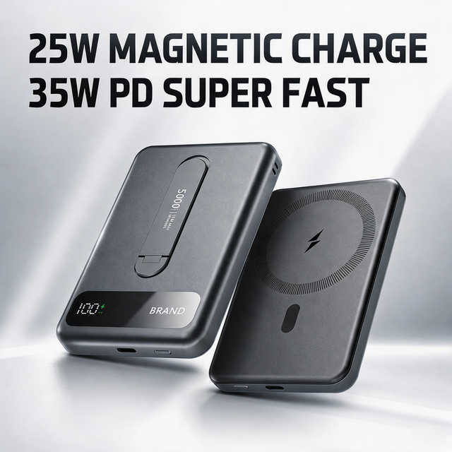 New Ultra Slim Portable Charger Aluminum Alloy Power Bank 10000Mah 35W Fast Charger External Battery Wireless Magnetic Powerbank