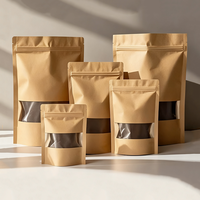 Sacs en papier kraft avec fenêtre, pochettes verticales refermables de qualité alimentaire pour café, snacks, thé – Impression personnalisée acceptée – En stock
