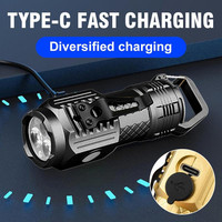Lampe torche LED portable haute puissance pour le camping, avec luminosité solaire réglable par USB, corps en ABS, outil de survie