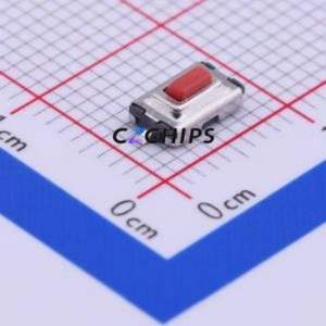 1TS002E-2300-2501-CT Tactile Switch SMD,3.7x6.1mm Switch Single Pole Single Throw Rectangle Button 2.3N Vertical Mount - Product Image 1