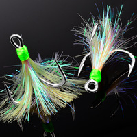 NOUVEAU Hameçon triple à plumes NEWMAJOR, barbelé, 10 pièces/boîte, 7 tailles, pour la pêche à la mouche, la montage de leurres et les appâts souples
