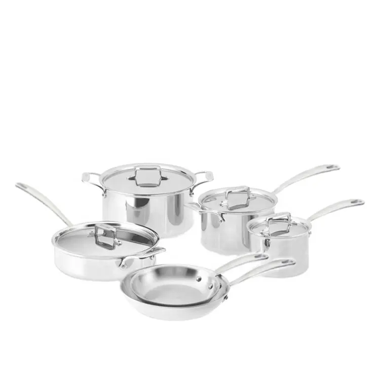 10 Pcs stainless steel 304 cookware 3ply pots and pans induction pan for Kitchen Cooking Safety Microwave Dishwasher