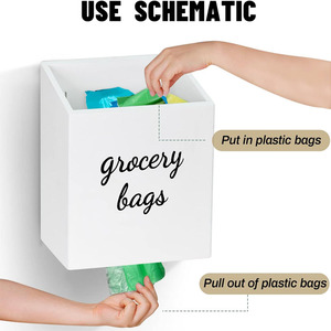 Support de sac d'<span class=keywords><strong>épicerie</strong></span> en bois de style ferme organisateur de sac en plastique mural avec couvercle pour sacs poubelle ménagers - Product Image 5