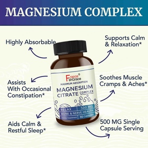 Fabricante de Suplementos de Citrato de Magnesio Certificado por GMP, 500 MG para una Relajación Tranquila, Apoyo a la Salud de los Huesos y los Nervios, Cápsulas de Magnesio - Product Image 3