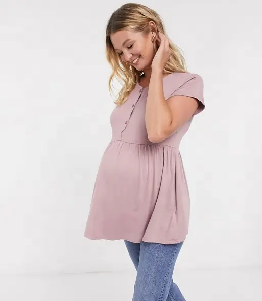 Zy mulheres personalizado manga curta roupas de enfermagem da maternidade blusa para mulheres grávidas